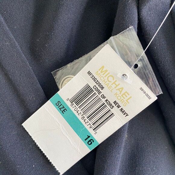 NWT Michael Kors Sleek Navy Blue High Rise Pintuck Chic Ankle Trouser Pants, 16 - Picture 4 of 6